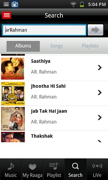 Raaga Android App for Free Music