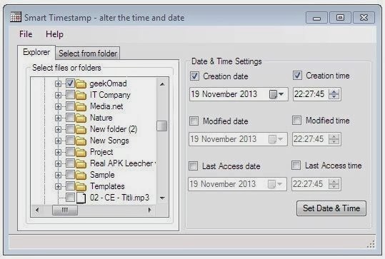 Smart Timestamp changes the creation, modification and last access time and date
