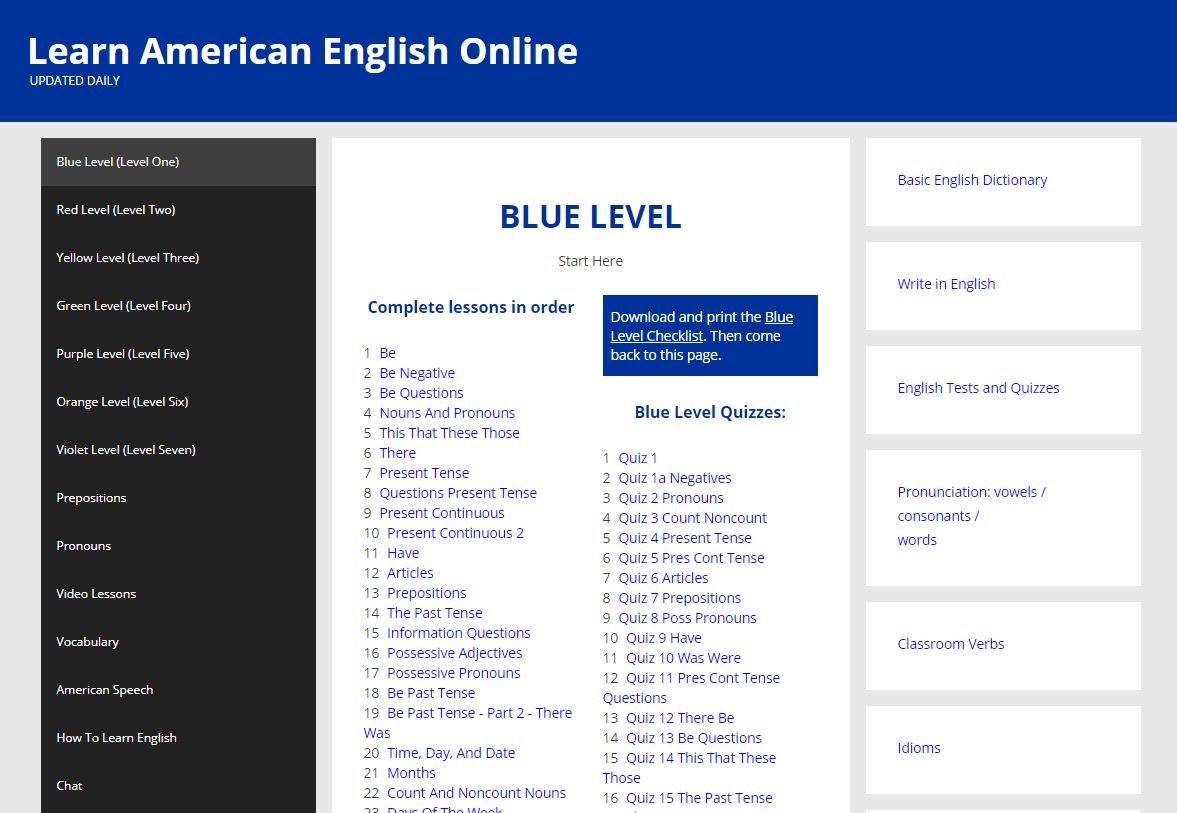 Learn American English Online website