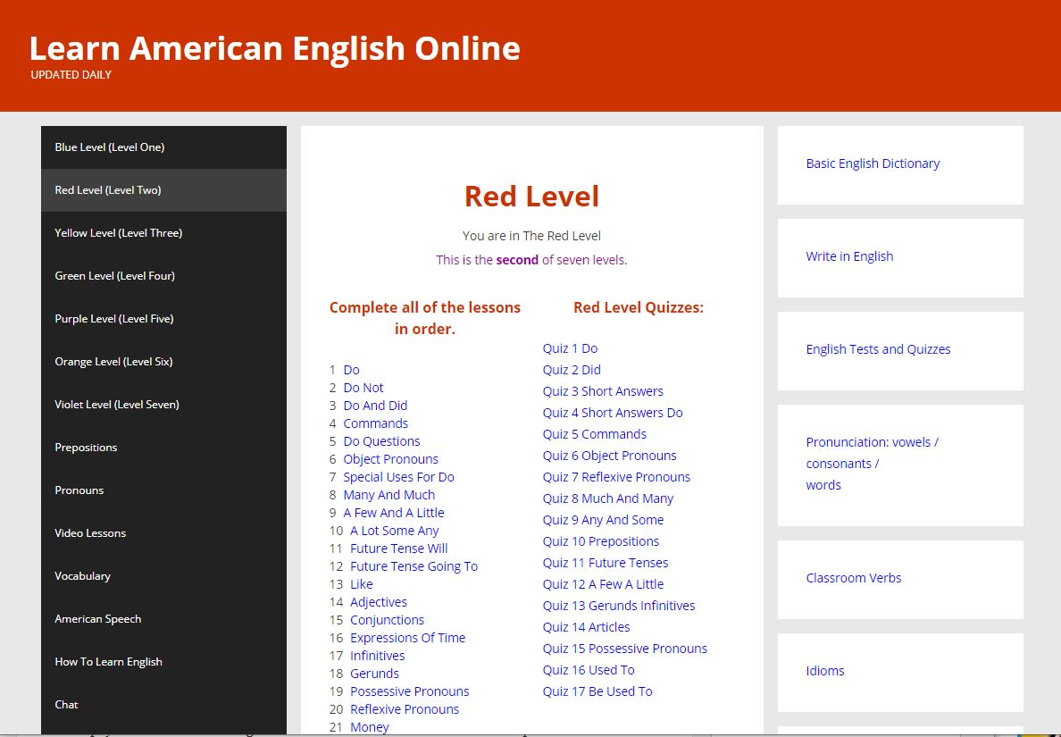 Learn American English Online website