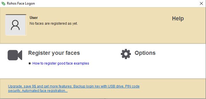 Rohos face logon - register your face