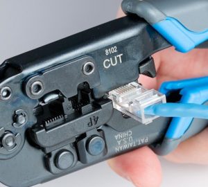 wiring the cable with a crimper