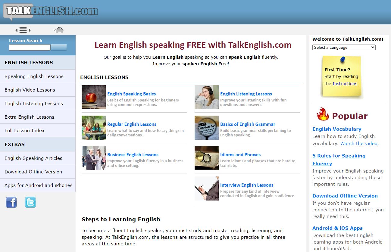 Talk english website