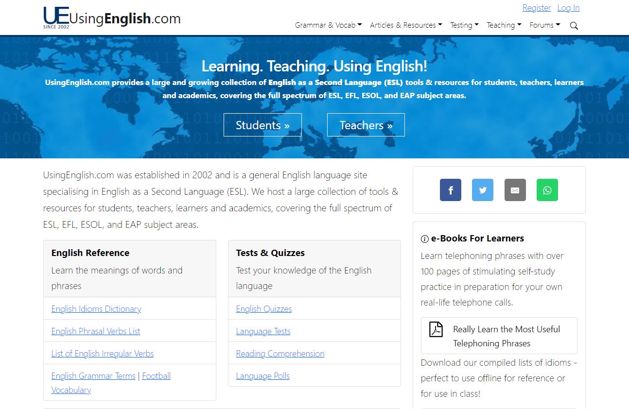 Using English website