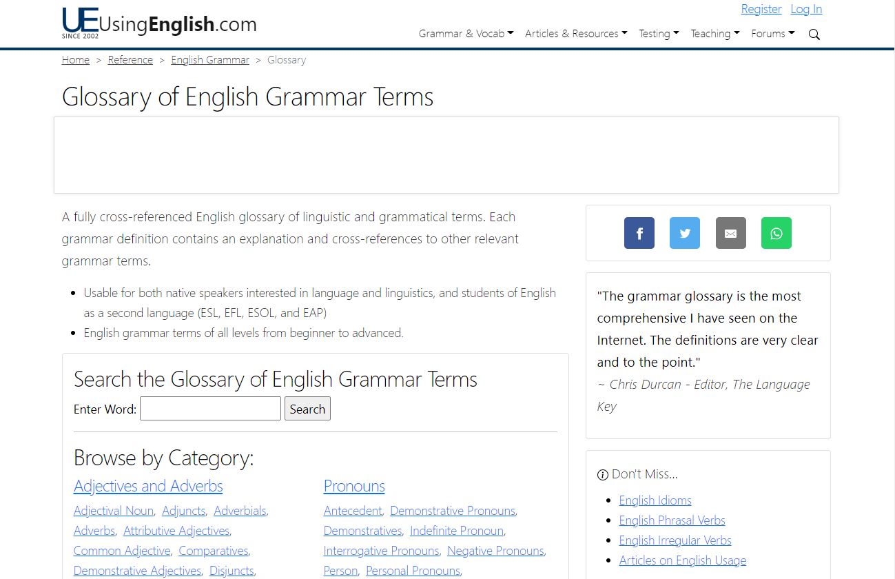 Using English website