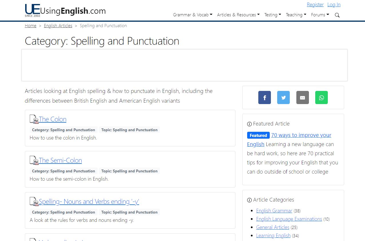 Using English website